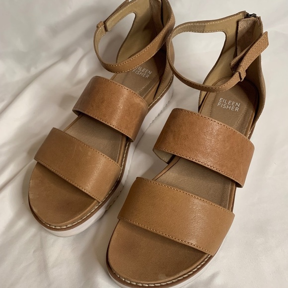 Eileen Fisher Shoes - Eileen Fisher | Brown/Tan Gladiator Style Zip Up Platform Sandal Size 9